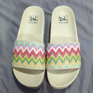 Colorful Zigzag Slide Sandals